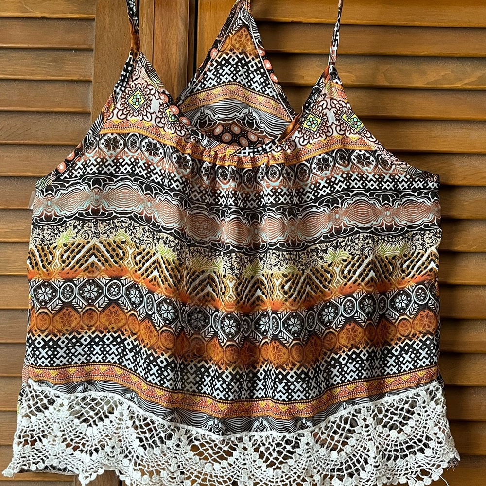 Poetry Black and Orange Patterned Camisole